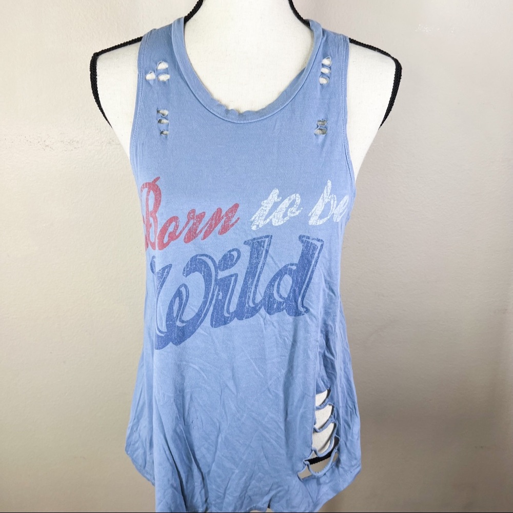 Lyric Born to be Wild Distressed Sleeveless Top